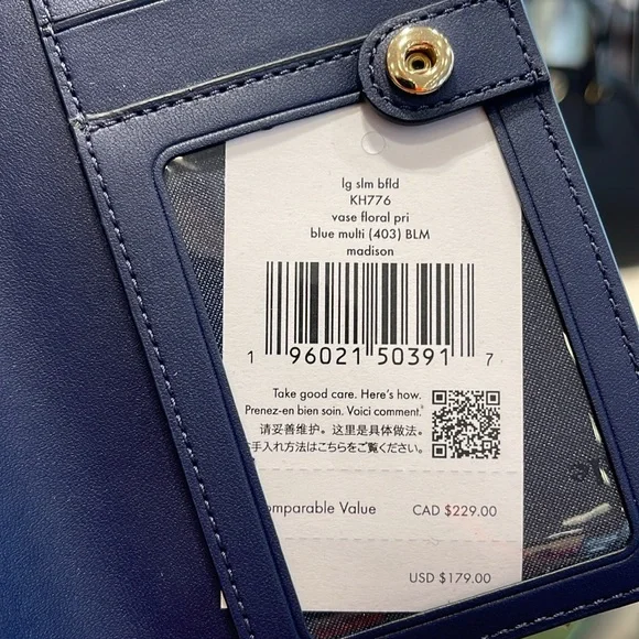 Kate Spade Madison Vase Floral Large Slim Bifold Wallet
Blue Multi
NWT - Picture 6 of 16